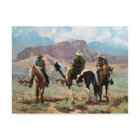 Carolyne Hawley 'Three Cowboys' Canvas Art,18x24